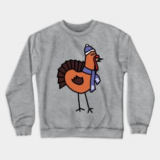 Thanksgiving Turkey Winter Periwinkle Hat and Scarf Crewneck Sweatshirt